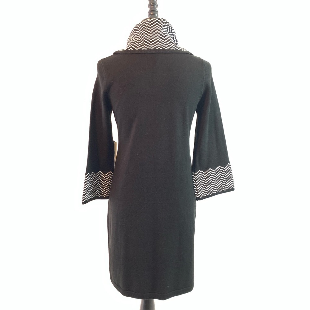 NWT Eliza J black chevron cowl shawl shift dress S - Picture 3 of 16